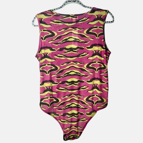 Terea Astrid Sleeveless Mesh Bodysuit Pink Green Black Size XL New with Tag - Picture 5 of 8